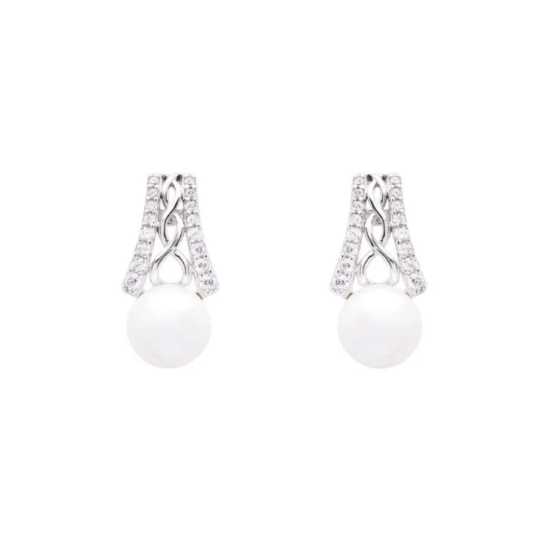 Sterling Silver Trinity Knot Pearl Earrings