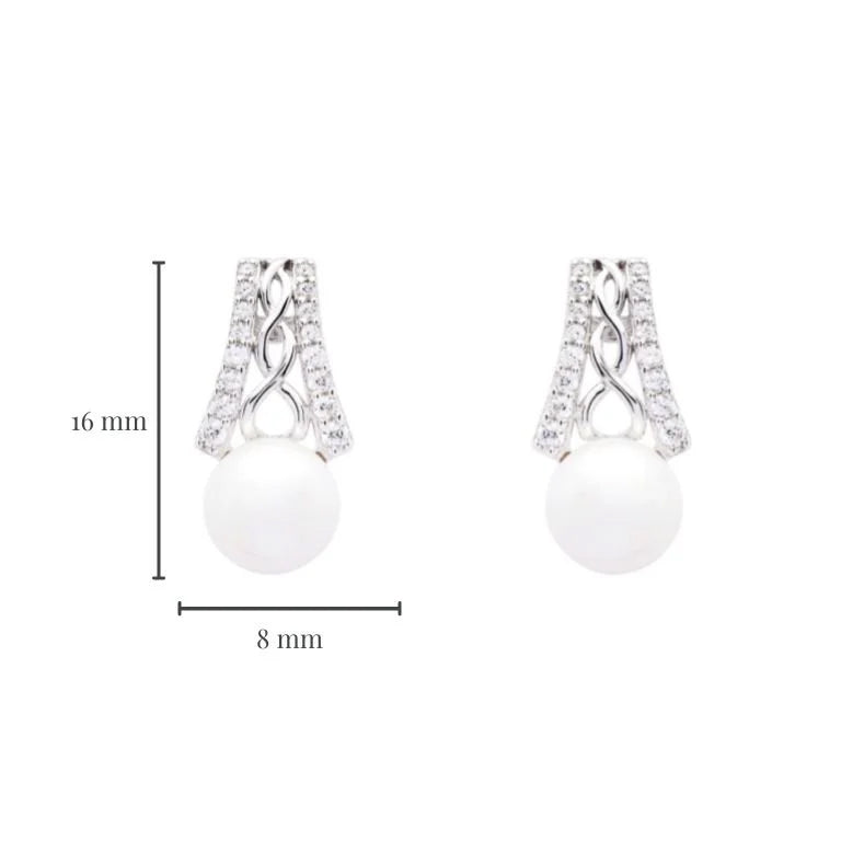 Sterling Silver Trinity Knot Pearl Earrings