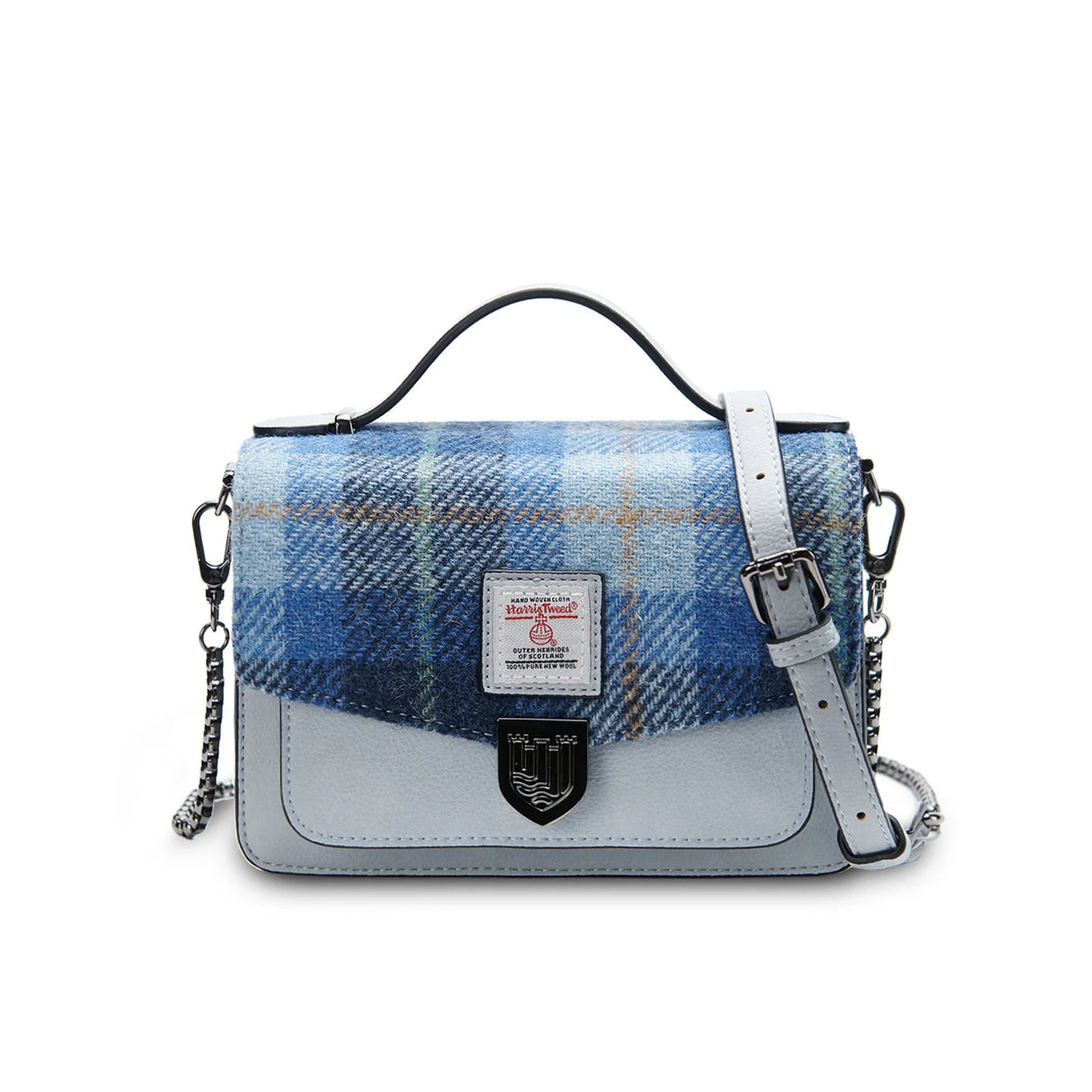 Islander envelope Satchel - Blue tartan