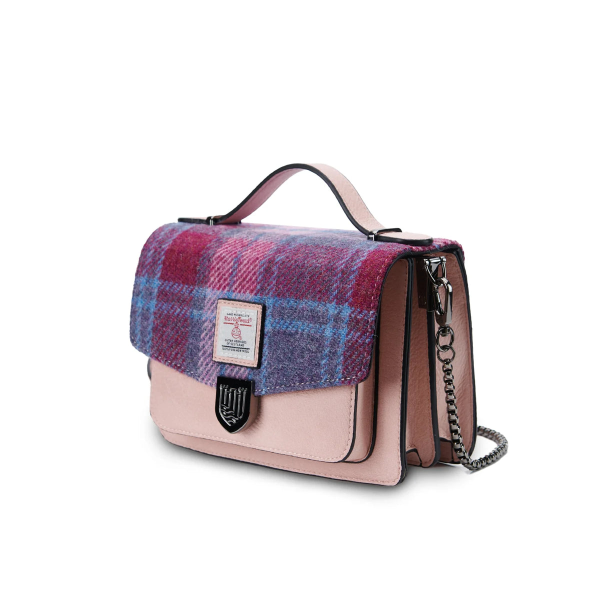 Islander envelope Satchel - Pink Blue Tartan