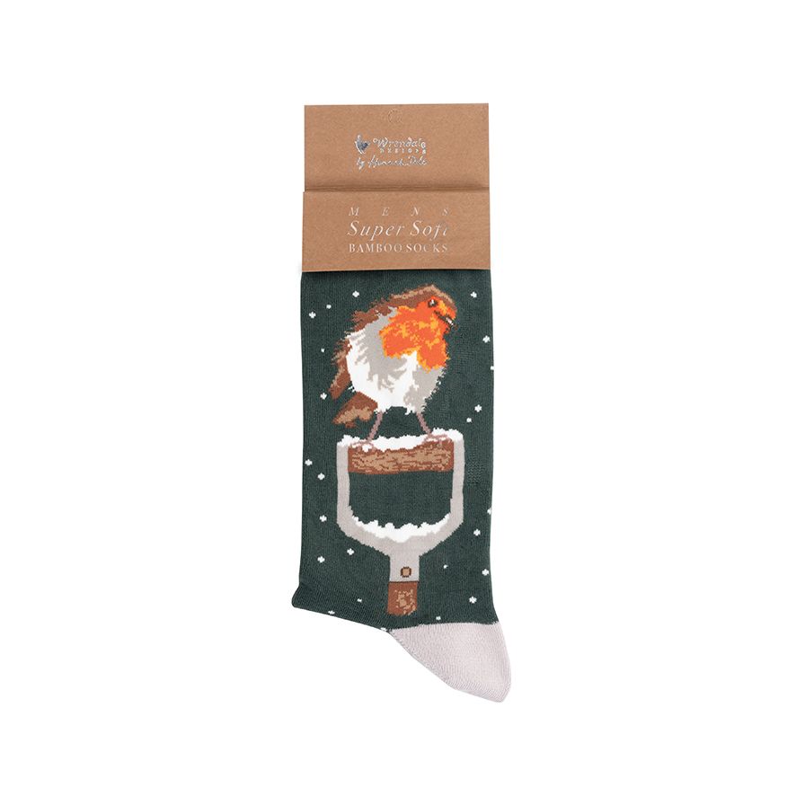 'A Little Red Robin' Mens Christmas Socks