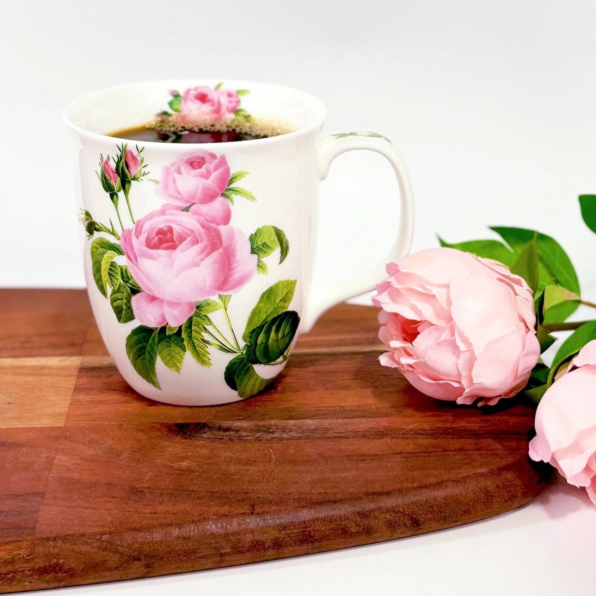 Botanical Flowers Pink Rose Mug