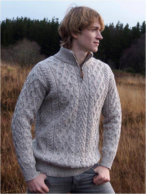 Aran Craft 'Oatmeal' Half Zip