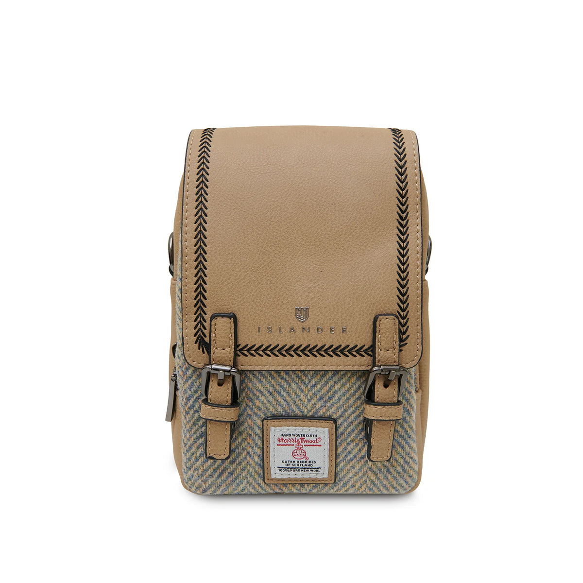 Islander Baby Jura Crossbody - Blue-Cream herringbone