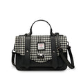 Islander Medium Satchel - Black and White Dogtooth