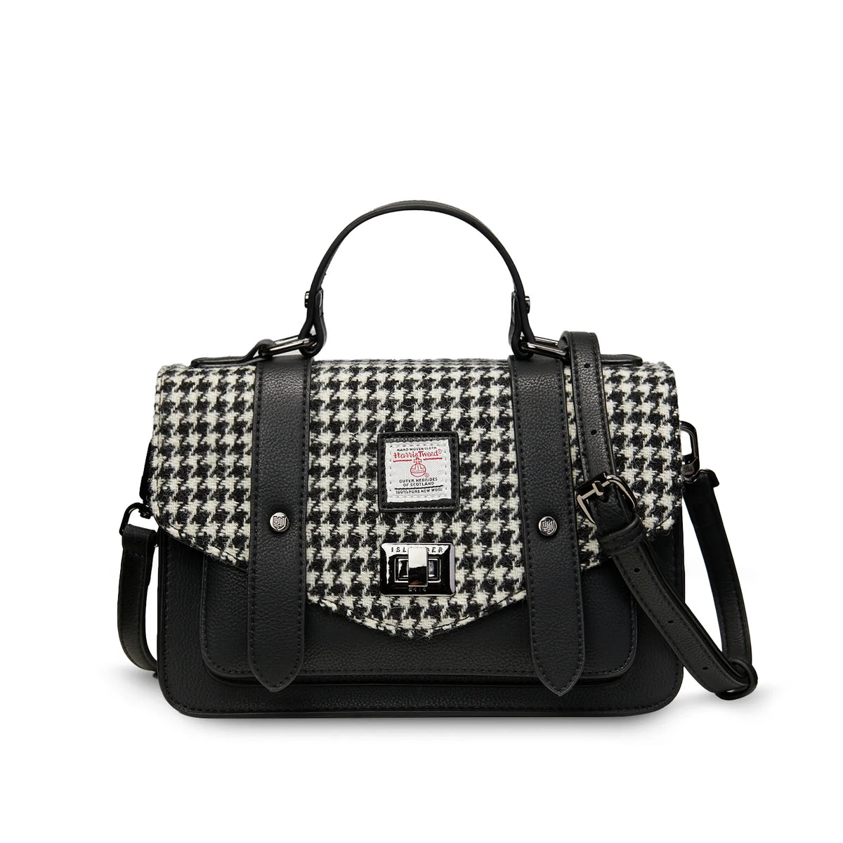Islander Medium Satchel - Black and White Dogtooth
