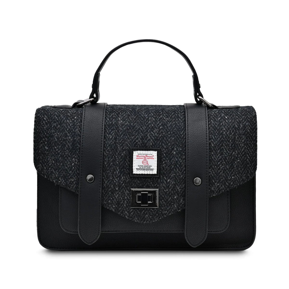 Islander Large Satchel - Black Herringbone
