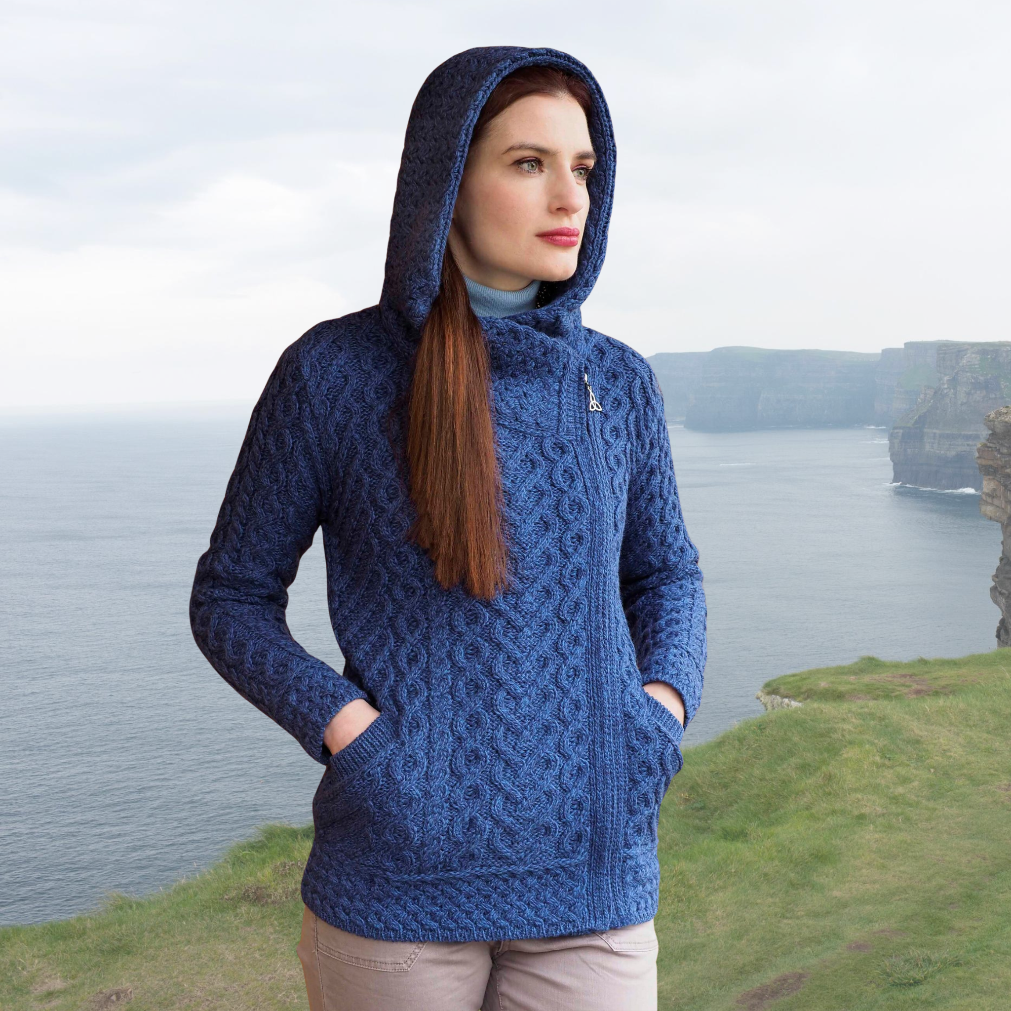 Kilkenny Side Zip Cardigan - Blue Marl