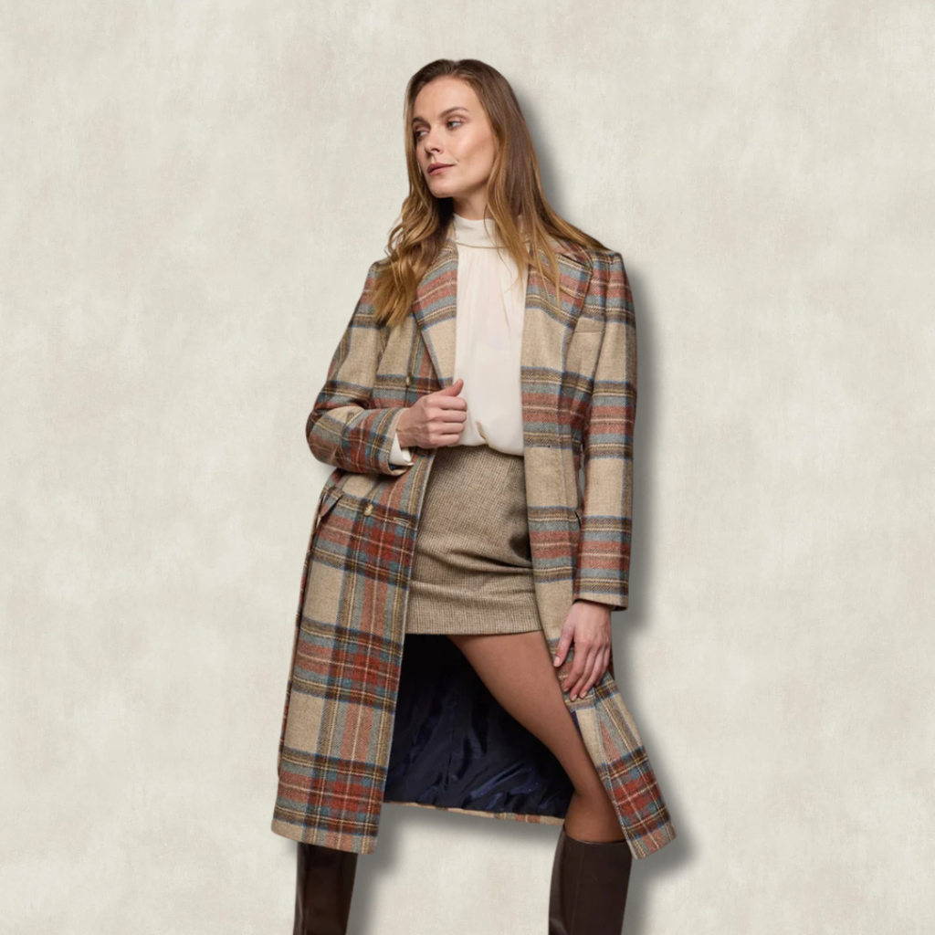 Clodagh Tweed Wool Coat - Autumn Check