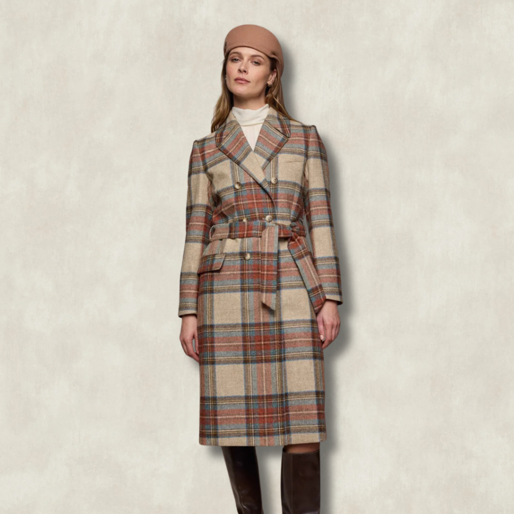 Clodagh Tweed Wool Coat - Autumn Check