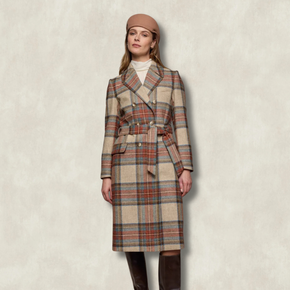 Clodagh Tweed Wool Coat - Autumn Check