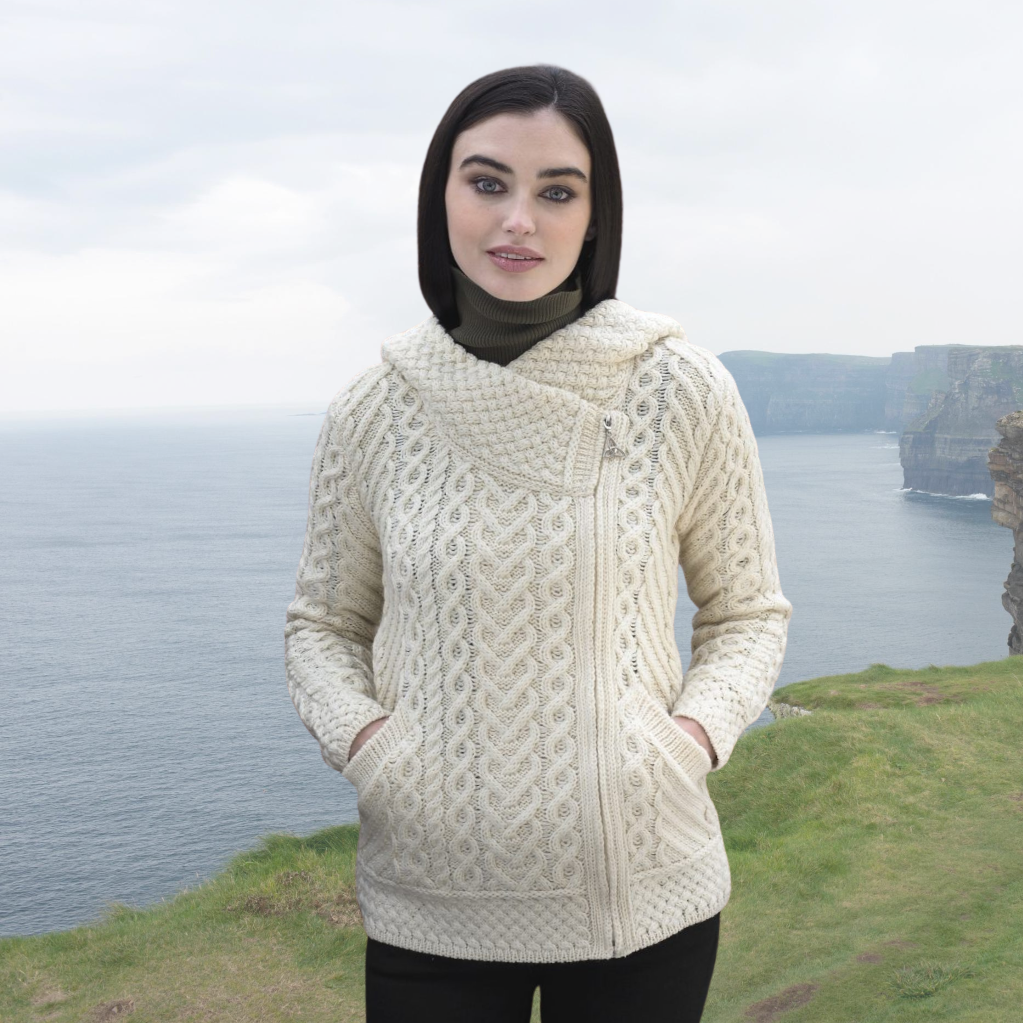 Kilkenny Side Zip Cardigan - Natural