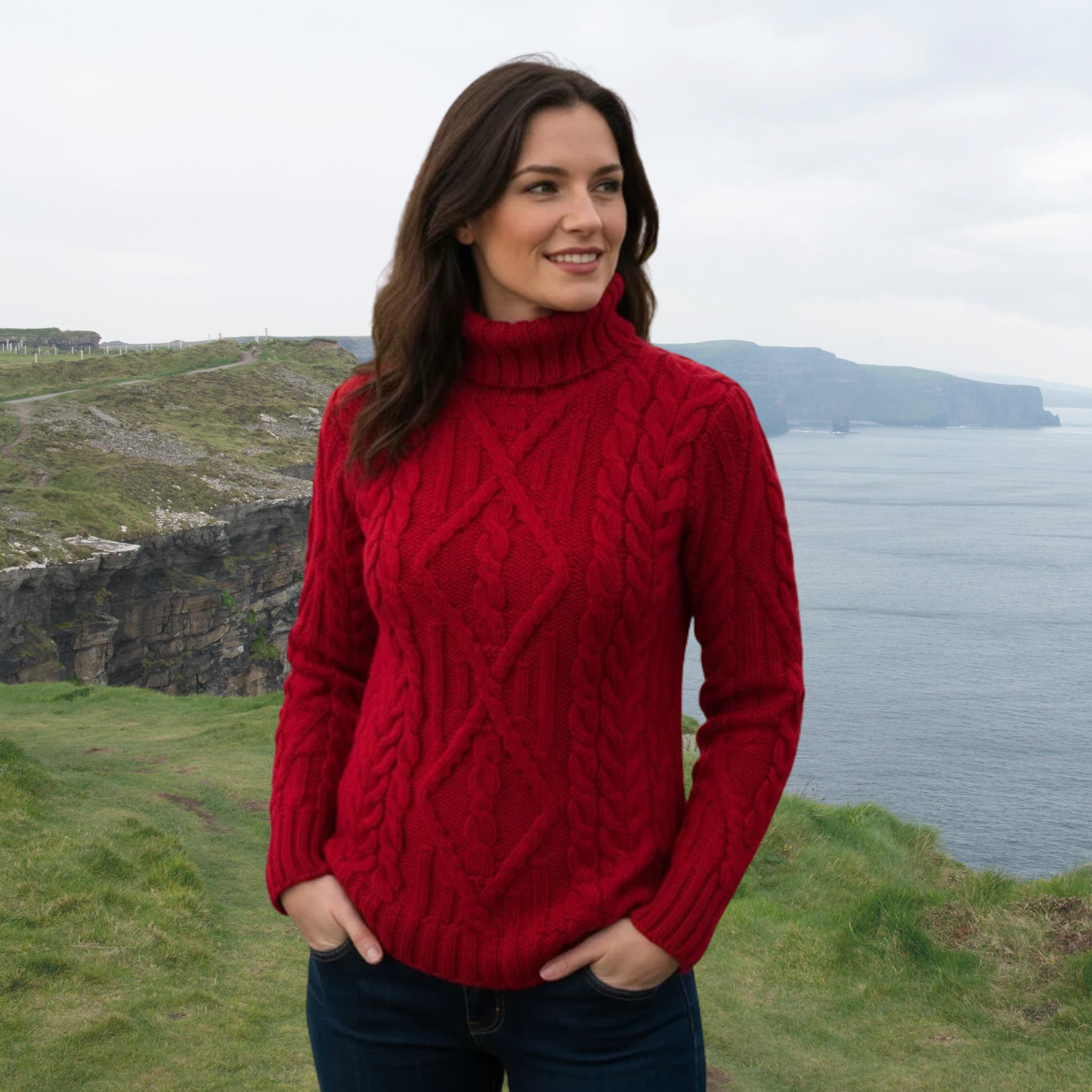 Traditional Turtle Neck Sweater - Garnet