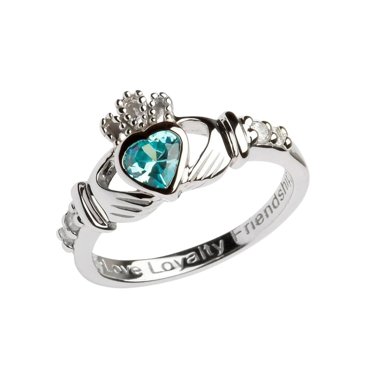 Birthstone Claddagh Ring - March