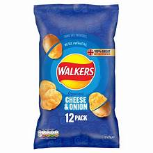 Walkers Cheese & Onion Crisps - 12pk