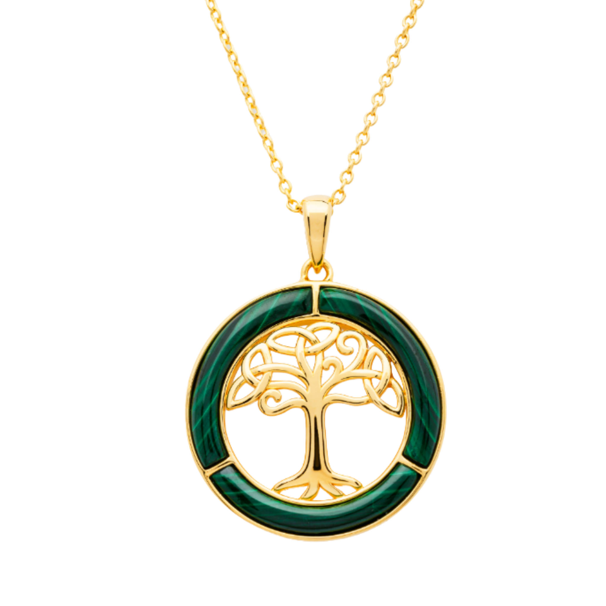 14KT Gold Vermeil Malachite Tree of Life Pendant