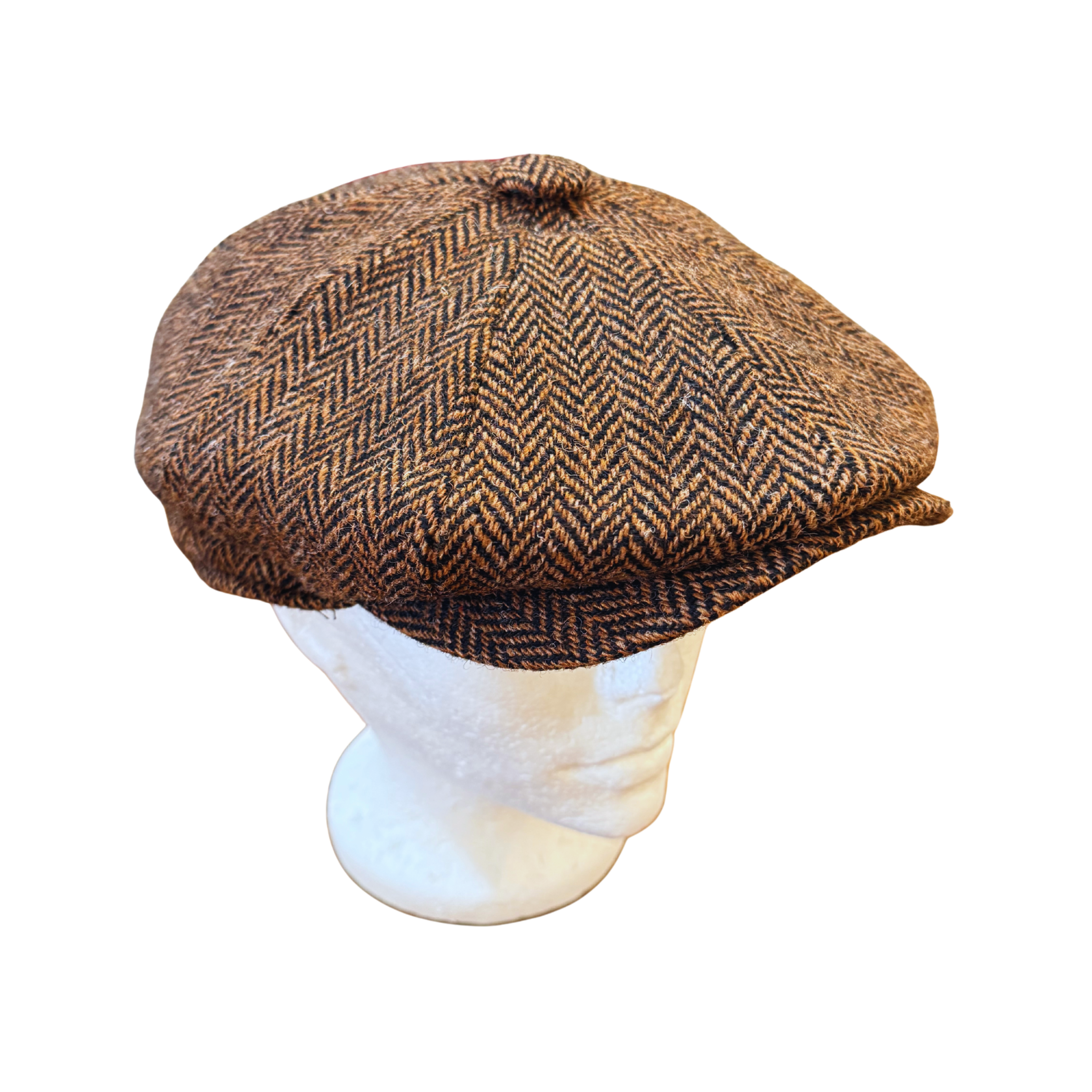 Brown Harris Tweed Peaky Newsboy 8-piece Flat Cap