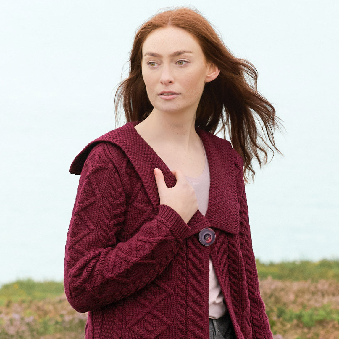 Beltra One Button Sailor Collar Cardigan