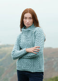 Cable Knit Side Zip Cardigan - Mermaid
