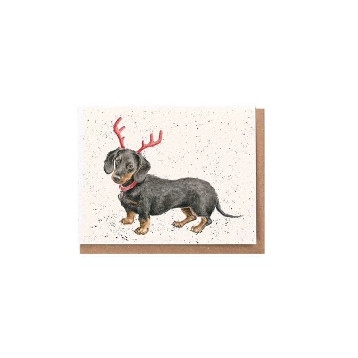 Wrendale Mini Card 'Daschund Through the Snow'