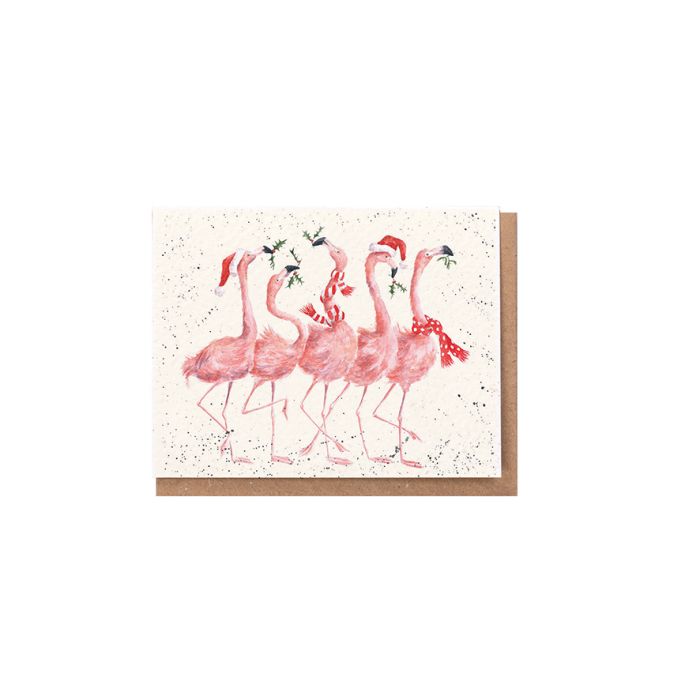 Wrendale Mini Card 'Flamingle Bells'