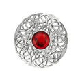 Celtic Knotwork Silver Plated Brooch Large with Ruby colour stone