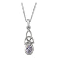 Celtic Trinity Knot Silver Birthstone Pendant October - Opal