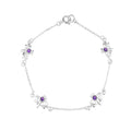 Scottish Thistle Silver Bracelet with Amethyst Colour Stones