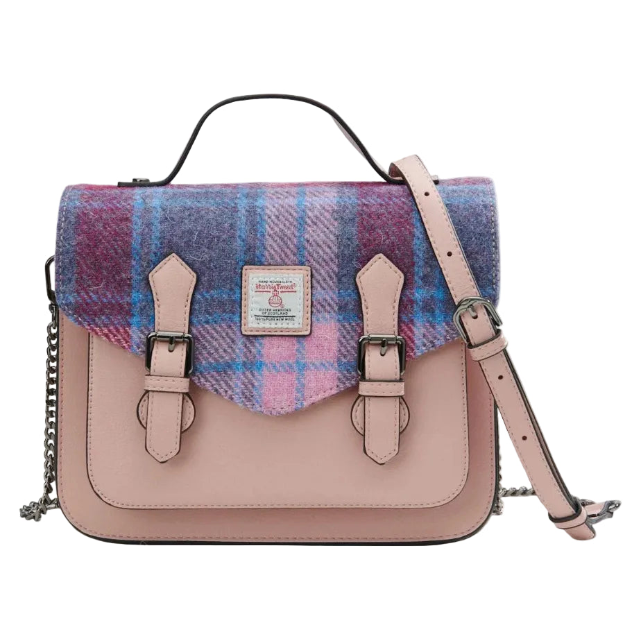 Islander Medium Calton Satchel - Pink Blue Tartan