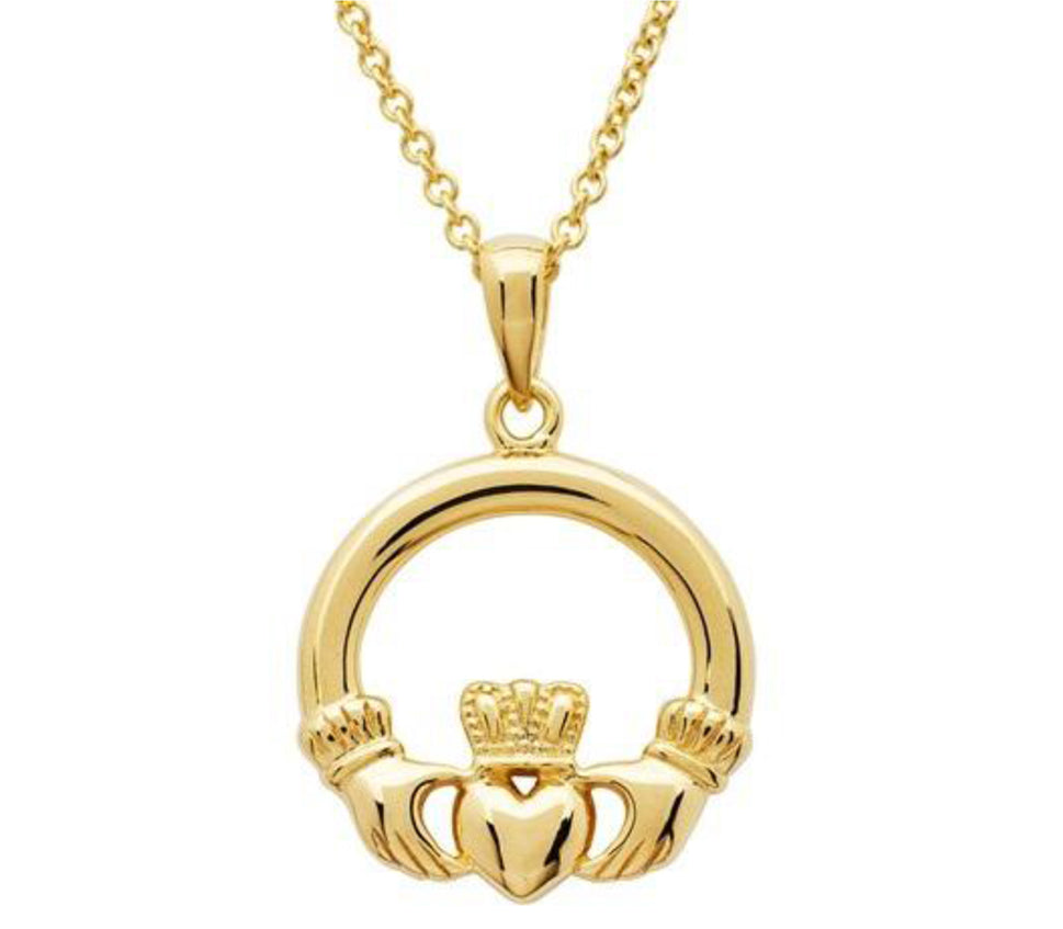 14KT Gold Vermeil Claddagh Pendant