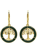 14KT Gold Vermeil and Malachite Tree of Life Earrings