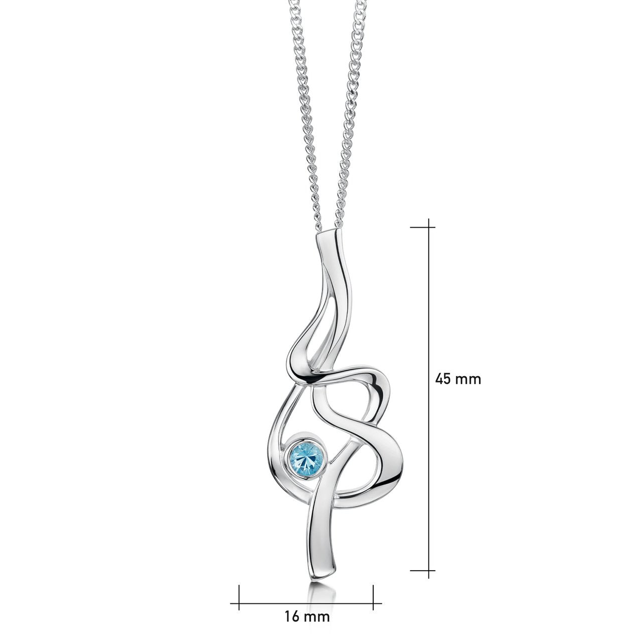 Sheila Fleet Tidal Silver Pendant Necklace with Blue Topaz