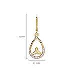 ShanOre 14KT Gold Vermeil Tear Drop Trinity Knot Earrings with White Cubic Zirconias