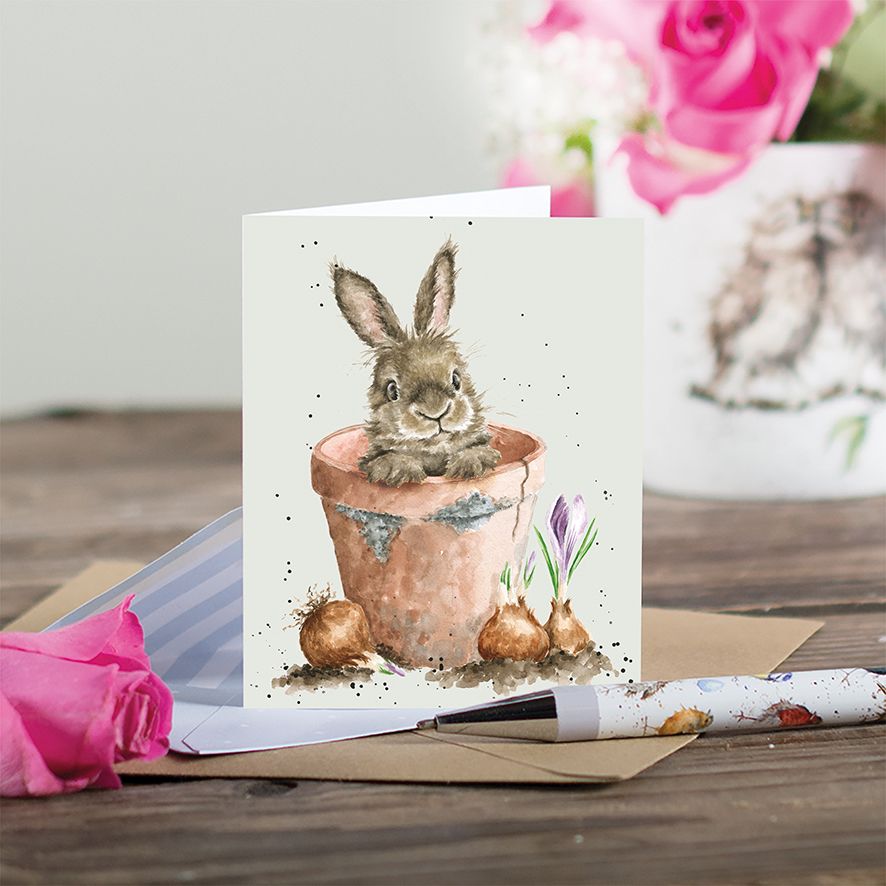 Wrendale Mini Card 'Flower Pot Bunny'