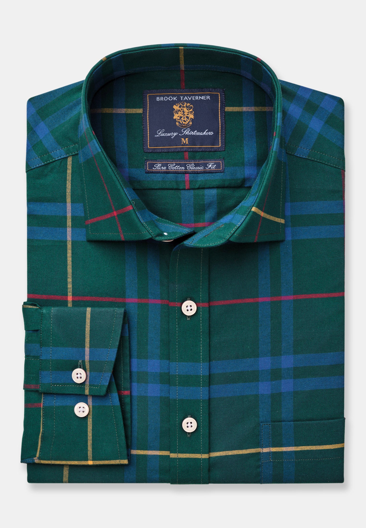 Green Plaid Check Cotton Shirt
