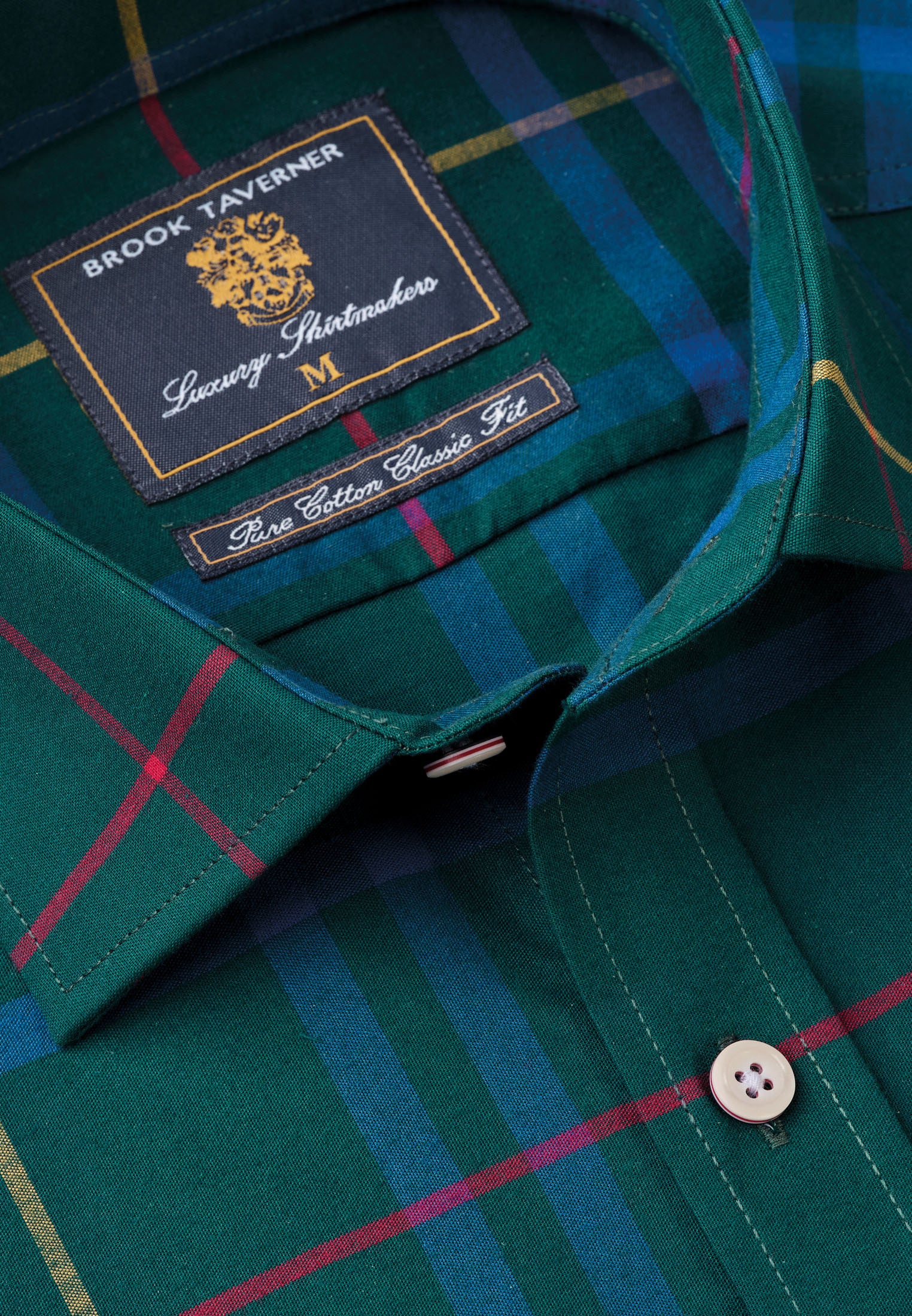 Green Plaid Check Cotton Shirt