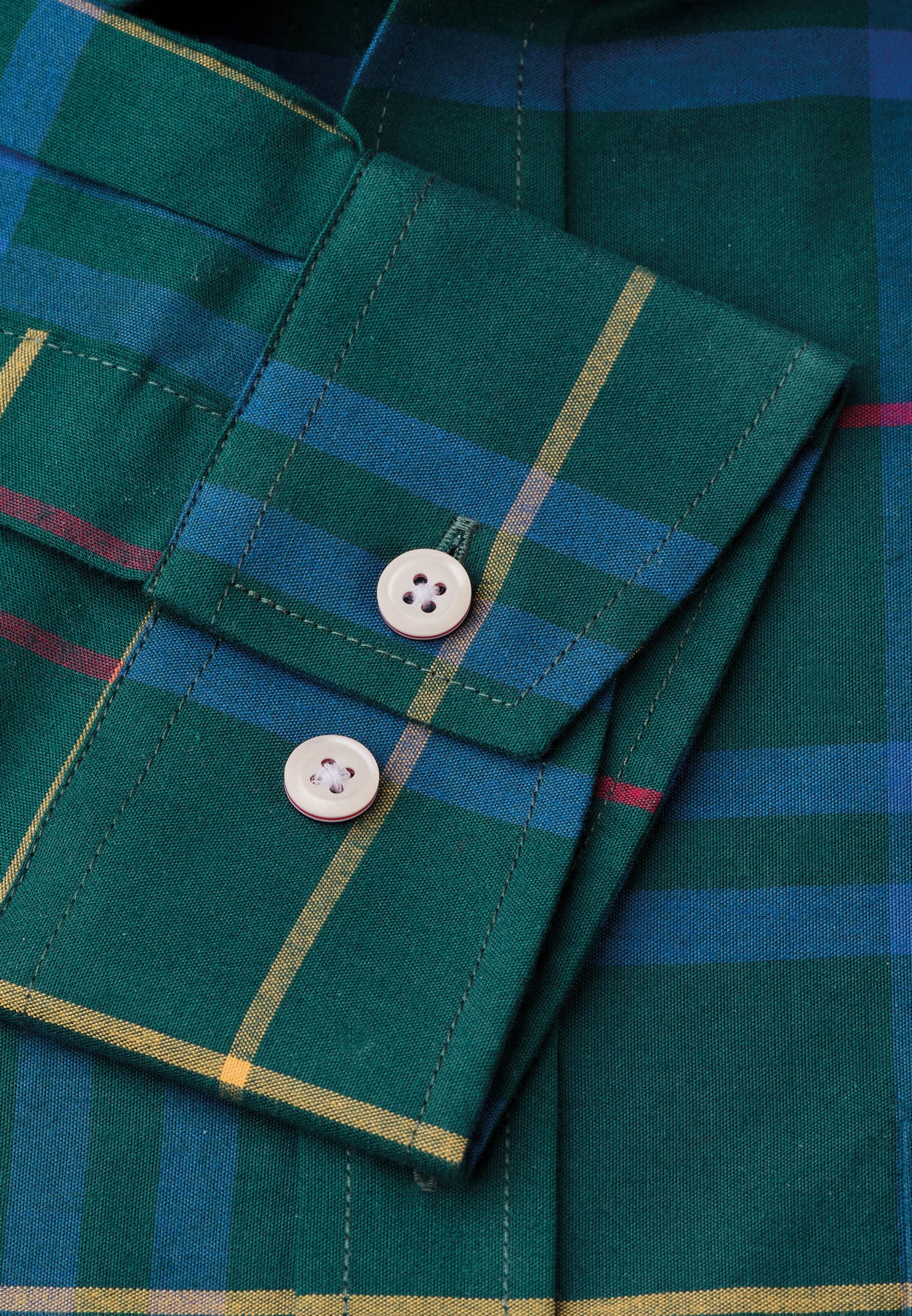 Green Plaid Check Cotton Shirt