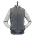Griffin Dark Grey with Light Grey Diamond Pattern Tweed Body Warmer with Leather Trims