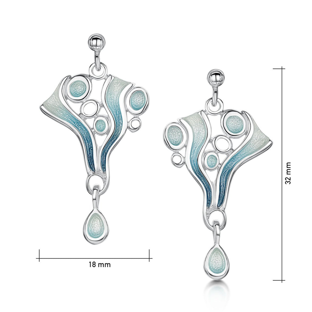 Arctic Stream Drop Earrings in Arctic Blue Enamel