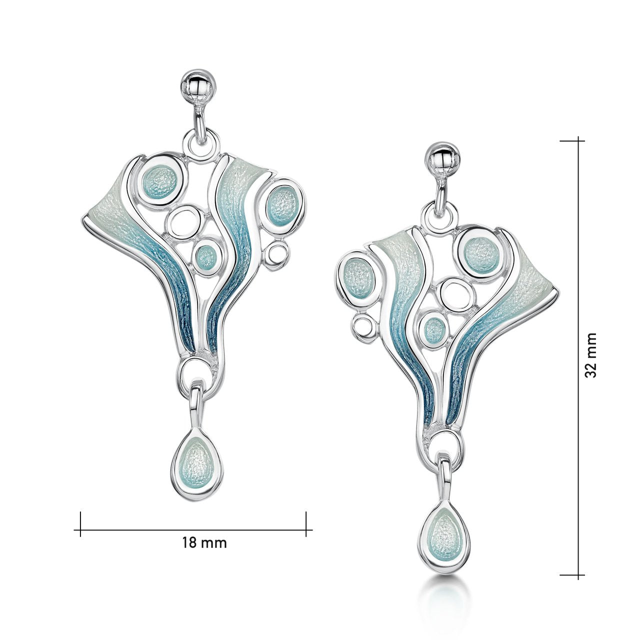 Arctic Stream Drop Earrings in Arctic Blue Enamel