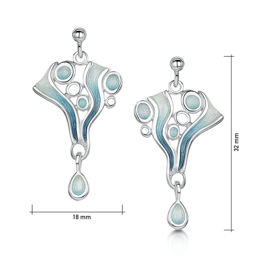 Arctic Stream Drop Earrings in Arctic Blue Enamel
