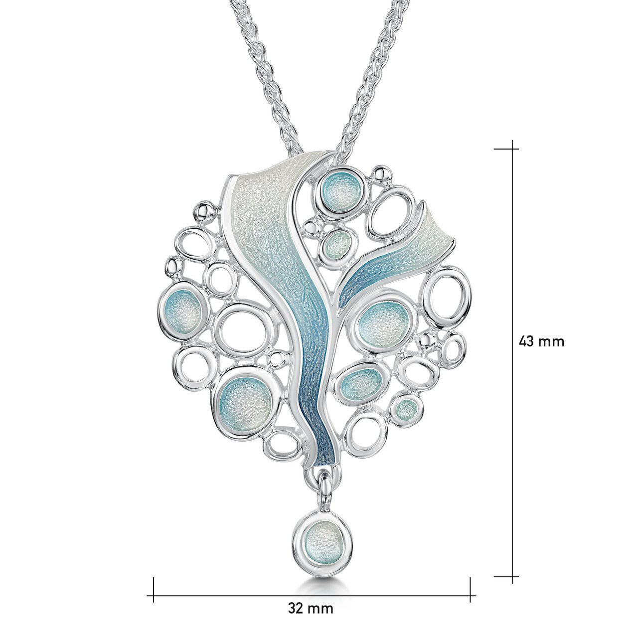 Arctic Stream Droplet Dress Pendant in Arctic Blue Enamel