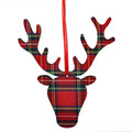 ARTCUTS ORNAMENT STAG HEAD WOOD/ RS TARTAN